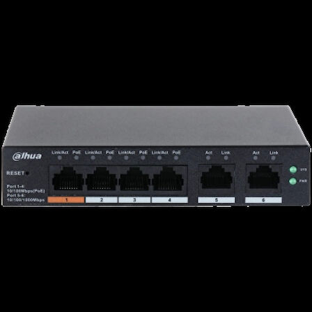 Dahua Cs4006-4et-60 4 Port 4xfe-2xge Yönetilebilir 60w Poe Switch