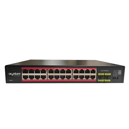 Uranıum Poe-g2402sfp-300w 24 Port Gıgabıt+2xgb Sfp Uplınk Rackmount Poe Swıtch (realtek Chıpset)