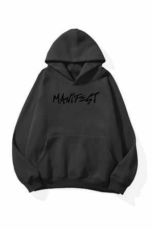 Unisex Yumuşak Dokulu Manifest Baskılı Tasarım Oversize 3 İplik Hoodie Sweatshirt