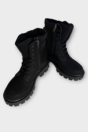 Kadın Fermuarlı Kalın Taban Bot SİYAH