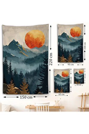 Dağların Üstündeki Güneş Manzarası Duvar Örtüsü-7645