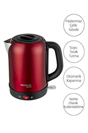Awox Fresco 2'si 1 Arada Paslanmaz Çelik Çay Makinesi & Su Isıtıcı Kettle