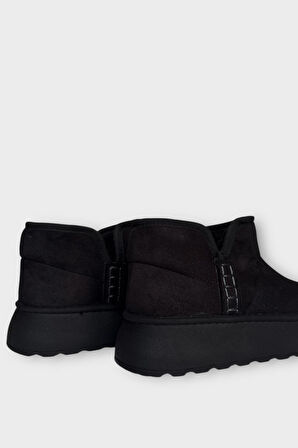 Süet İçi Kürklü Kalın Taban Kadın Bot SİYAH