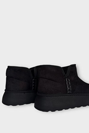 Süet İçi Kürklü Kalın Taban Kadın Bot SİYAH