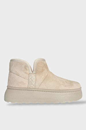 Süet İçi Kürklü Kalın Taban Kadın Bot BEJ