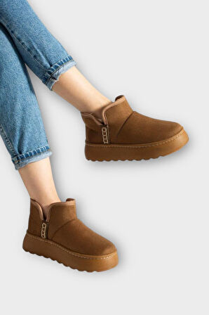 Süet İçi Kürklü Kalın Taban Kadın Bot TABA