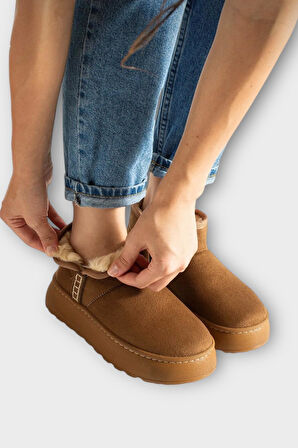 Süet İçi Kürklü Kalın Taban Kadın Bot TABA