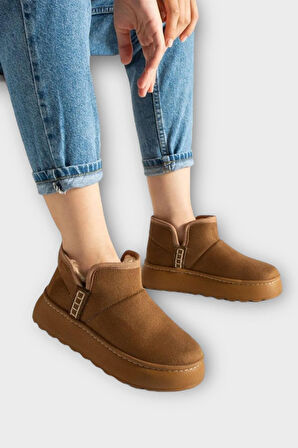 Süet İçi Kürklü Kalın Taban Kadın Bot TABA