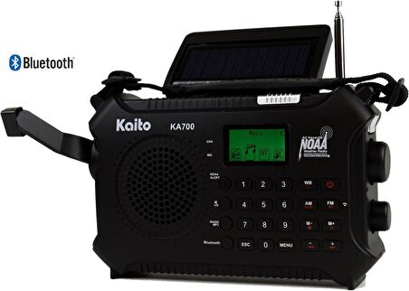 Kaito KA700 Bluetooth Acil El Krank Dinamosu ve Güneş Enerjili Radyo