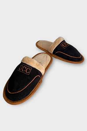 İçi Peluş Kaydırmaz Taban Bohça Unisex Ev Terliği SİYAH