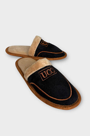 İçi Peluş Kaydırmaz Taban Bohça Unisex Ev Terliği SİYAH