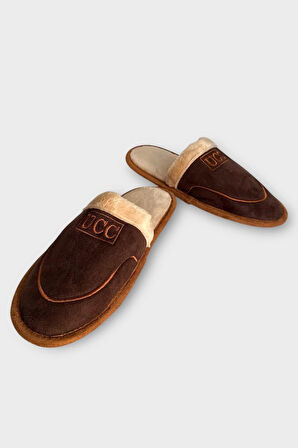 İçi Peluş Kaydırmaz Taban Bohça Unisex Ev Terliği KAHVERENGİ