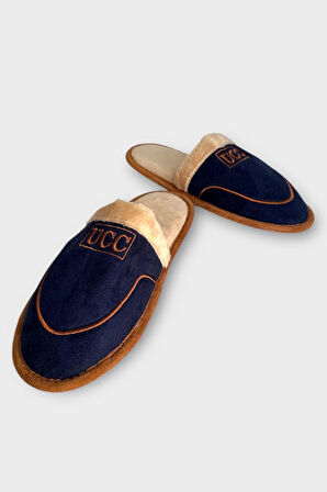 İçi Peluş Kaydırmaz Taban Bohça Unisex Ev Terliği LACİVERT