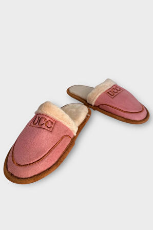 İçi Peluş Kaydırmaz Taban Bohça Unisex Ev Terliği PUDRA