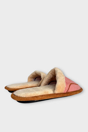 İçi Peluş Kaydırmaz Taban Bohça Unisex Ev Terliği PUDRA