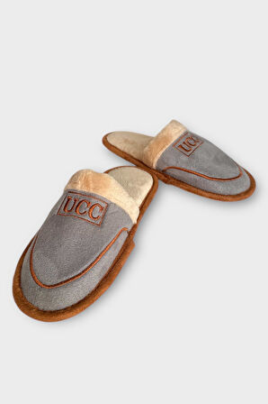 İçi Peluş Kaydırmaz Taban Bohça Unisex Ev Terliği GRİ