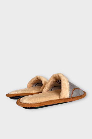 İçi Peluş Kaydırmaz Taban Bohça Unisex Ev Terliği GRİ