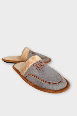 İçi Peluş Kaydırmaz Taban Bohça Unisex Ev Terliği GRİ