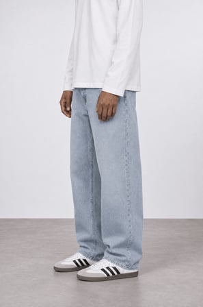 Erkek Baggy Jean Buz Mavisi