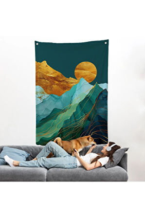 Dağların Üstündeki Güneş Manzarası Duvar Örtüsü-7648