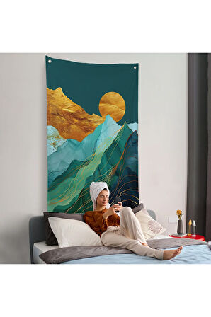 Dağların Üstündeki Güneş Manzarası Duvar Örtüsü-7648