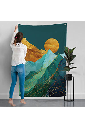 Dağların Üstündeki Güneş Manzarası Duvar Örtüsü-7648