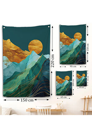 Dağların Üstündeki Güneş Manzarası Duvar Örtüsü-7648