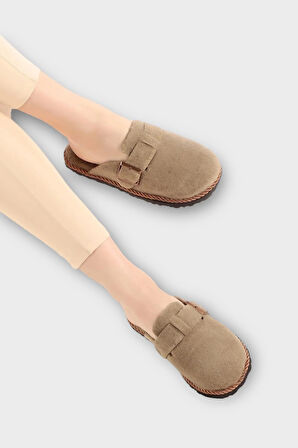 Tokalı Keçe Kumaşlı Ev Terliği HAKİ