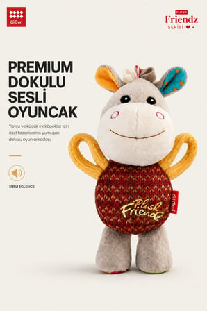 Plush Friendz Serisi Sesli Özel Dokulu Eşek Peluş Köpek Oyuncağı - Küçük Irk & Yavru Çiğneme Oyuncağı