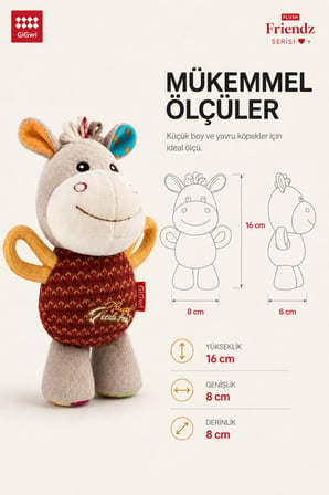 Plush Friendz Serisi Sesli Özel Dokulu Eşek Peluş Köpek Oyuncağı - Küçük Irk & Yavru Çiğneme Oyuncağı