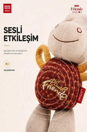 Plush Friendz Serisi Sesli Özel Dokulu Eşek Peluş Köpek Oyuncağı - Küçük Irk & Yavru Çiğneme Oyuncağı