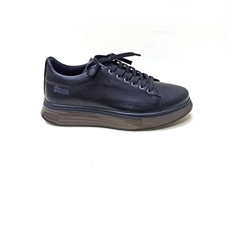 MARCOMEN SİYAH DERİ ERKEK SNEAKER AYAKKABI