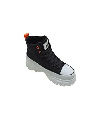 GUJA SİYAH KADIN KETEN SNEAKER BOT AYAKKABI