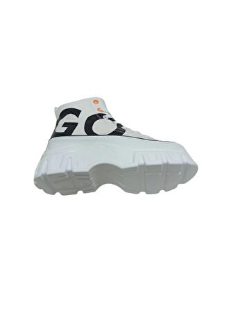 GUJA BEYAZ KETEN KADIN SNEAKER BOT AYAKKABI