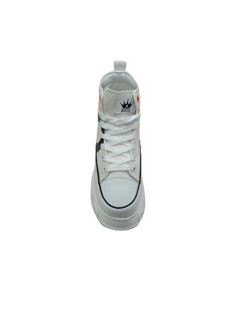 GUJA BEYAZ KETEN KADIN SNEAKER BOT AYAKKABI