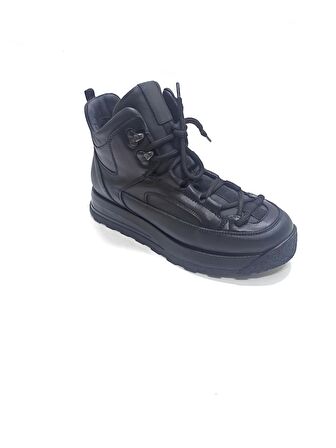 MARCOMEN SİYAH DERİ ERKEK SNEAKER BOT AYAKKABI
