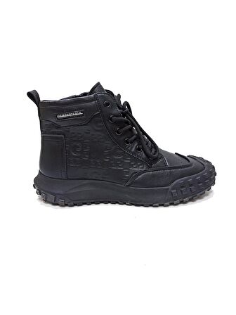 GUJA SİYAH DERİ ERKEK SNEAKER SPOR BOT AYAKKABI