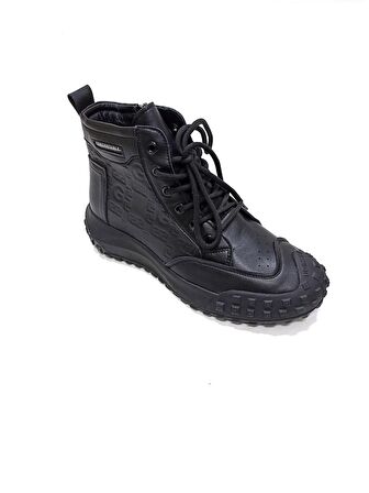 GUJA SİYAH DERİ ERKEK SNEAKER SPOR BOT AYAKKABI