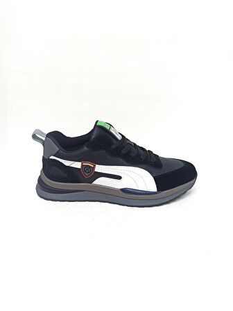 GUJA SİYAH DERİ ERKEK SNEAKER SPOR AYAKKABI