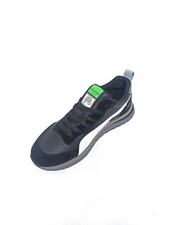 GUJA SİYAH DERİ ERKEK SNEAKER SPOR AYAKKABI