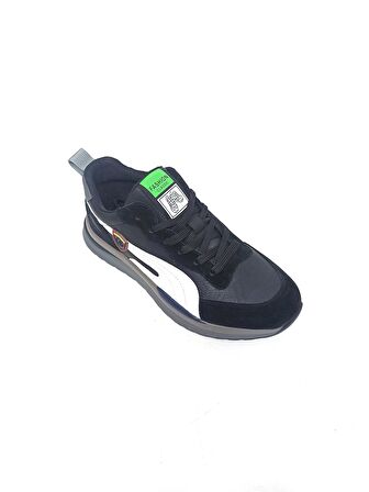 GUJA SİYAH DERİ ERKEK SNEAKER SPOR AYAKKABI