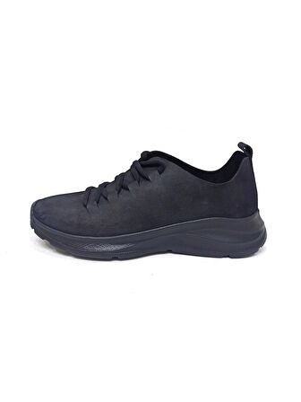 ALBİNİ SİYAH DERİ KADIN SNEAKER SPOR AYAKKABI