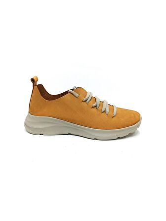 ALBİNİ HARDAL SARI DERİ KADIN SNEAKER AYAKKABI