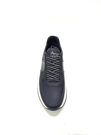 MARCOMEN SİYAH DERİ ERKEK SNEAKER AYAKKABI