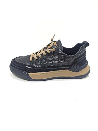 GUJA SİYAH ERKEK DERİ SNEAKER SPOR AYAKKABI
