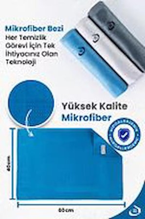  Pella Active 3'lü Mikrofiber Temizlik Bezi, Cam, Araba, Mutfak, Fiber Temizleme Bezi (40X60Cm)