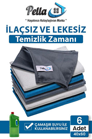 6 Lı Mikrofiber Temizlik Bezi, Cam, Araba Silme Bezi, Mutfak, Fiber Temizleme Bezi, 40x60 Cm