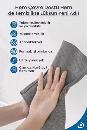 Pella Classic 3'lü Mikrofiber Araba, Cam, Mutfak Temizlik Bezi, Gri (40 Cm X 40 Cm)