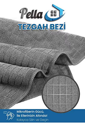 Pella Classic 3'lü Mikrofiber Araba, Cam, Mutfak Temizlik Bezi, Gri (40 Cm X 40 Cm)