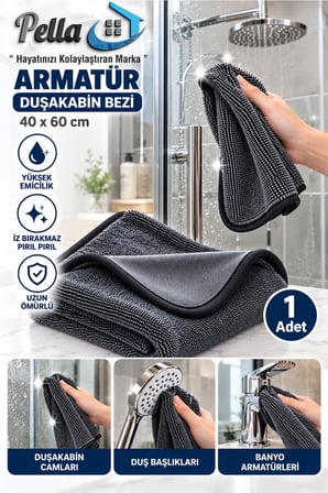 Premium İz Bırakmayan Mikrofiber Armatür Parlatma Bezi 40x60 cm – Musluk, Lavabo ve Banyo (1 Adet)